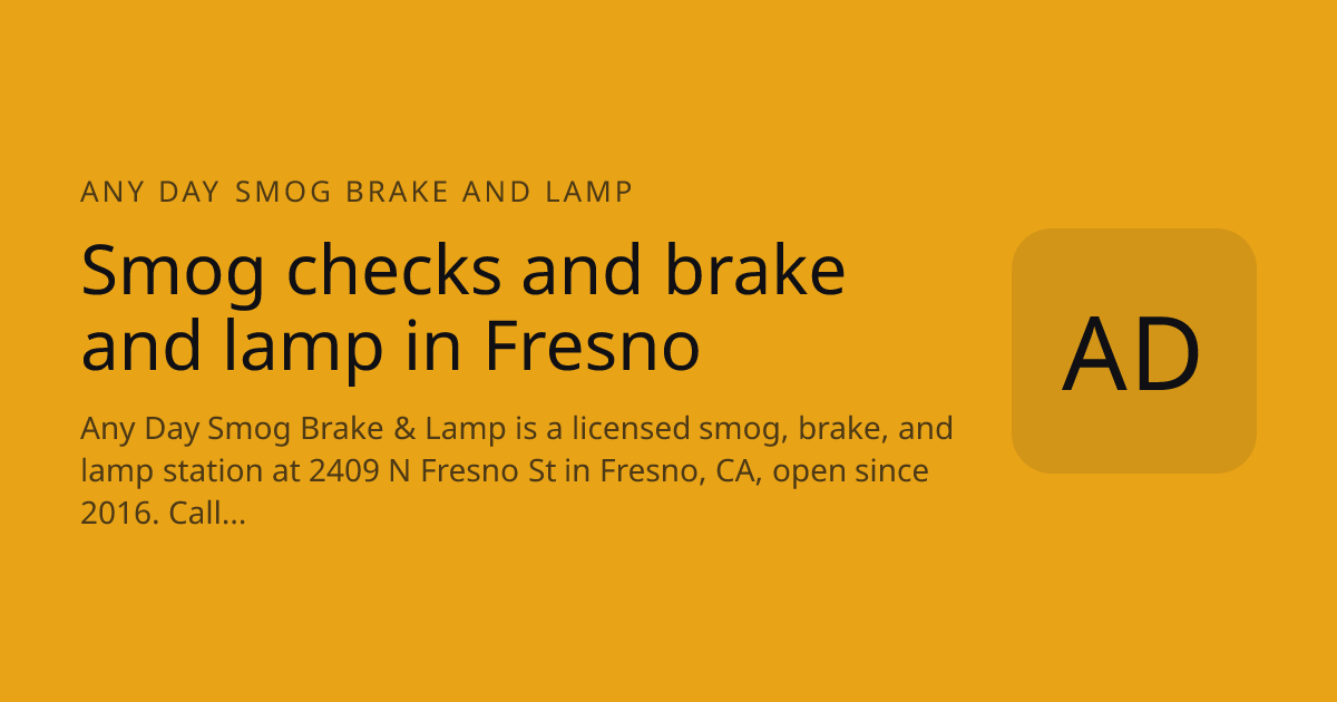 Any Day Smog Brake and Lamp website