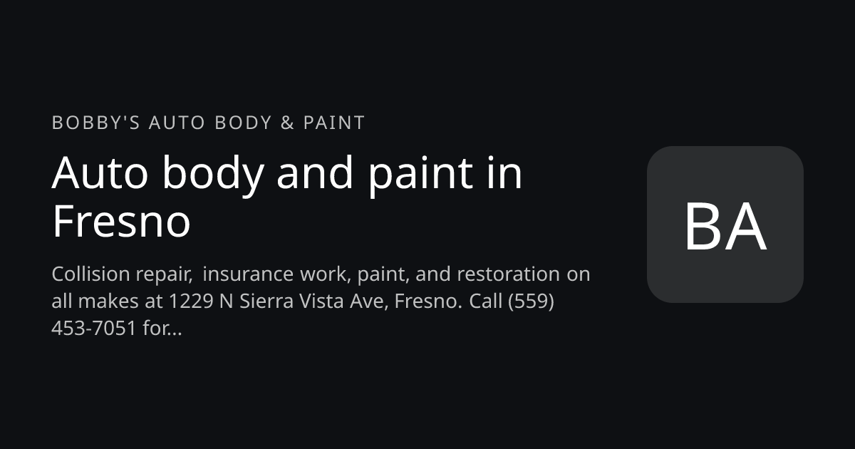 Bobby's Auto Body & Paint website