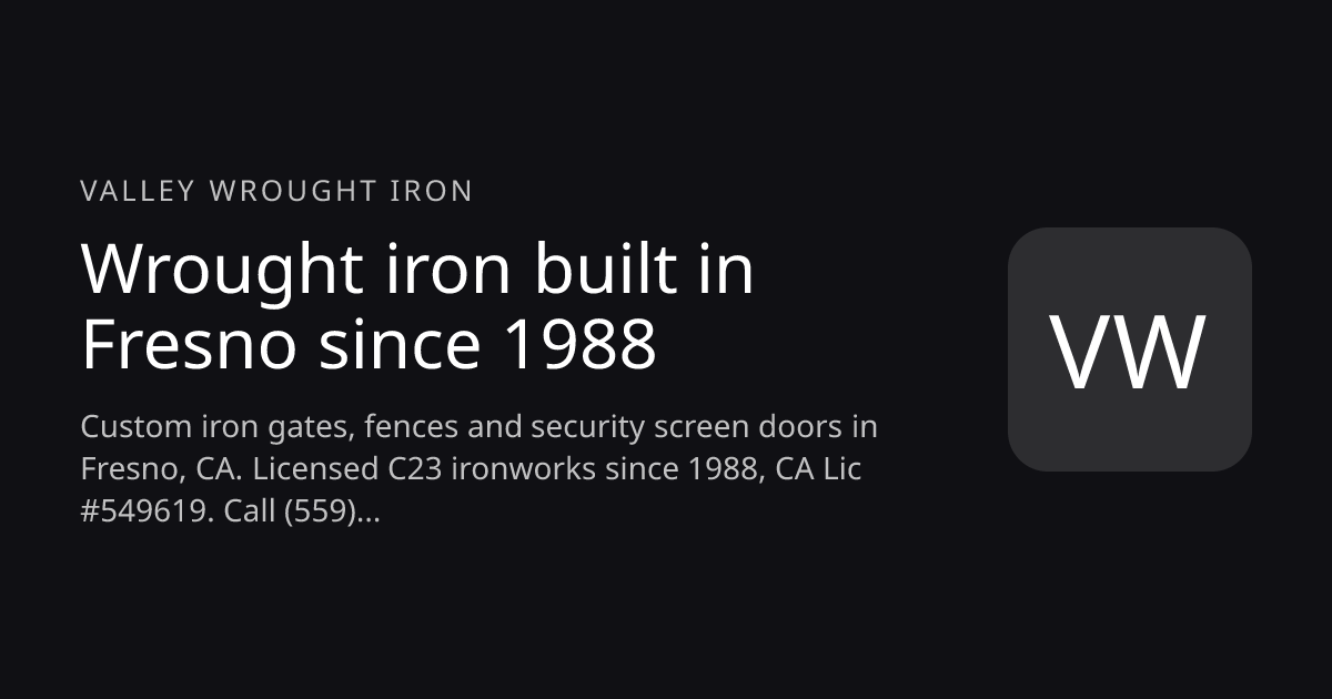 Valley Wrought Iron website
